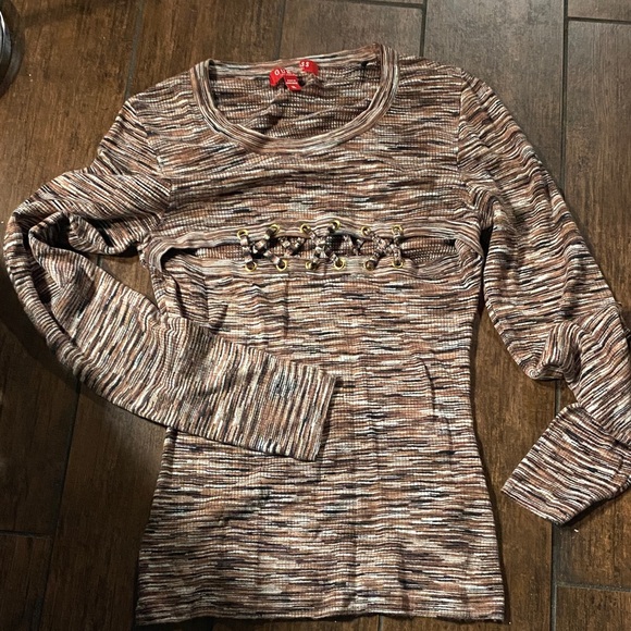 Guess Brown and Cream Long Sleeve Top - Picture 1 of 2
